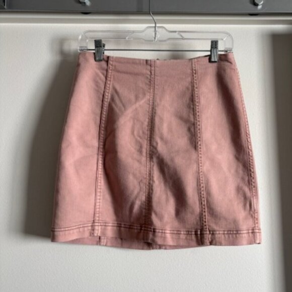 Free People Modern Denim Skirt In Dusty Mauve size 10 - Picture 1 of 5